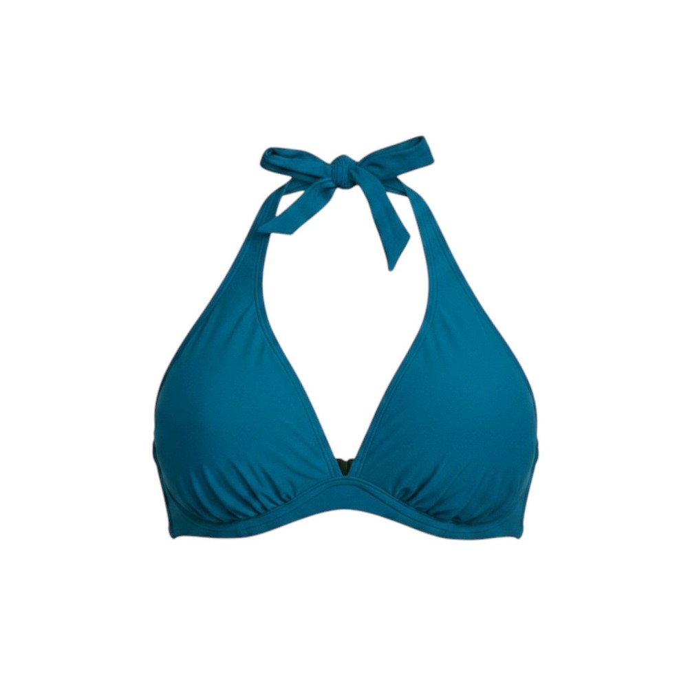 Halara NWT Teal Halter Neckline Bikini Top Ties at Neck Pulls On Size Large‎ L